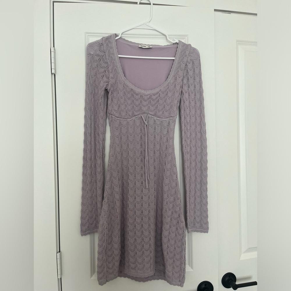 Hollister Lavender Long Sleeve Crochet Dress